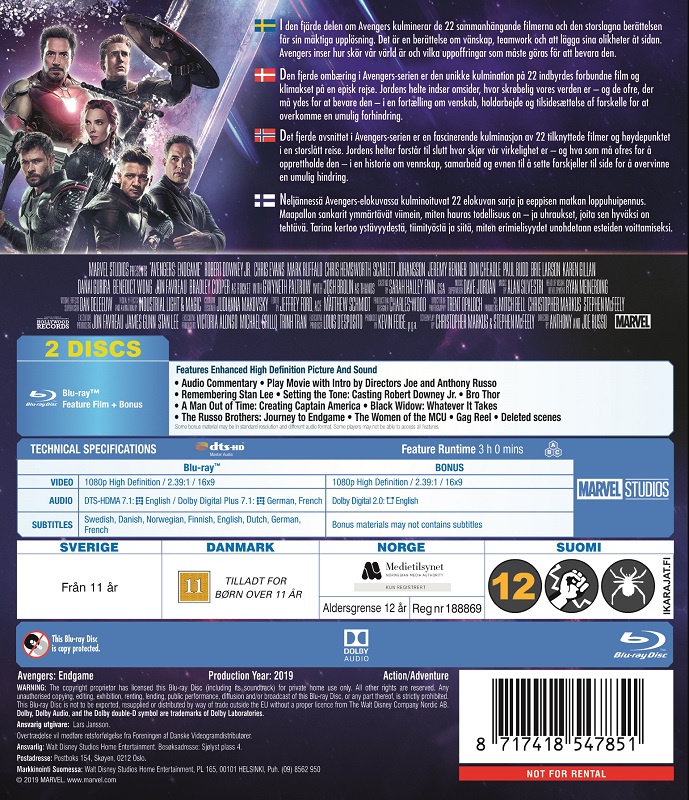 Avengers Endgame Blu Ray Bonus Blu Ray Blu Ray Future Movie Shop