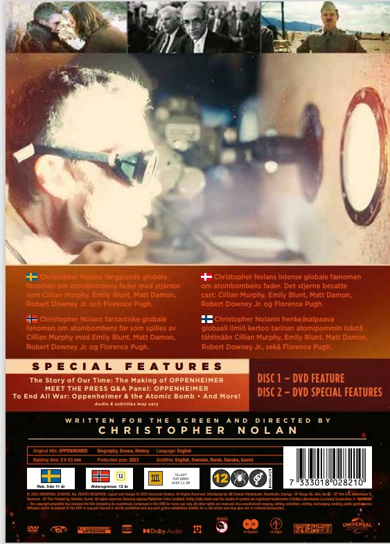 Oppenheimer [4K UHD + Blu-ray] : Cillian Murphy, Emily Blunt,  Robert Downey, Jr, Matt Damon, Christopher Nolan: Movies & TV