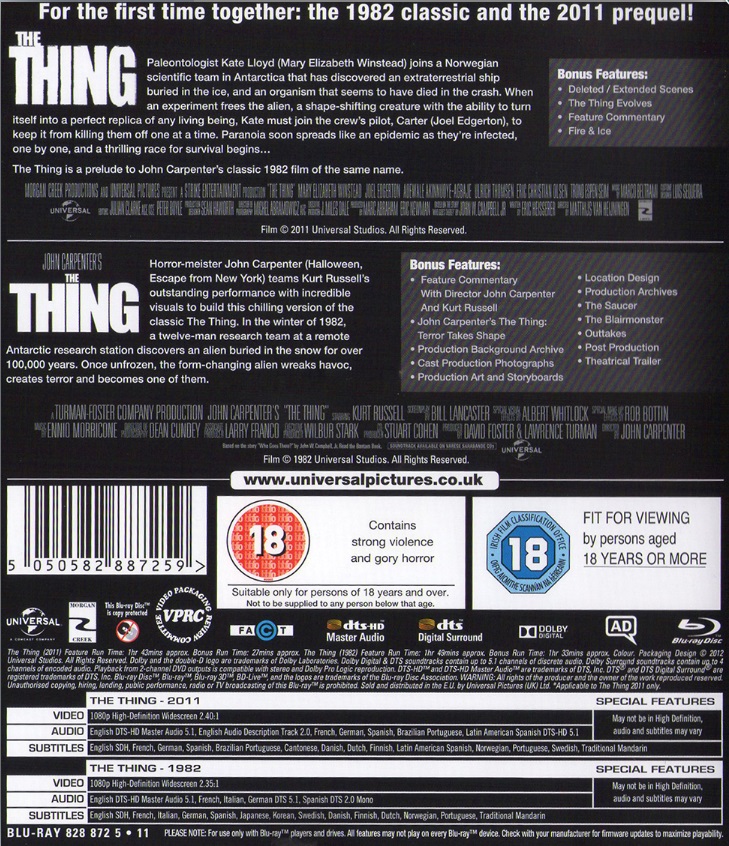 The Thing 2 Movie Boxset Blu Ray